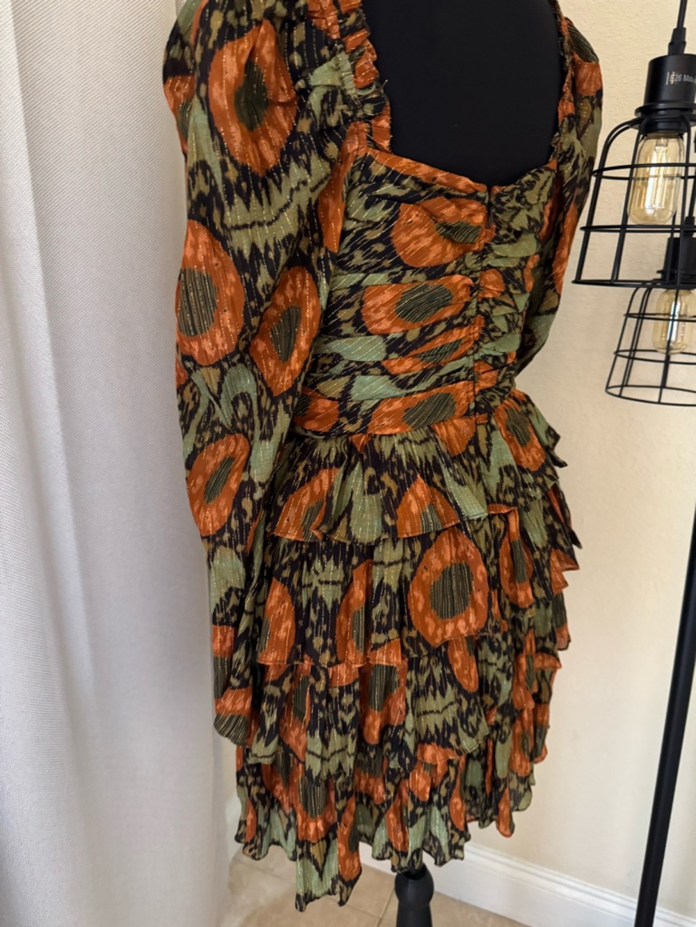 Ulla Johnson Naiya Dress Size 4 Metallic Floral Ruffle Mini NWT - Picture 10 of 13